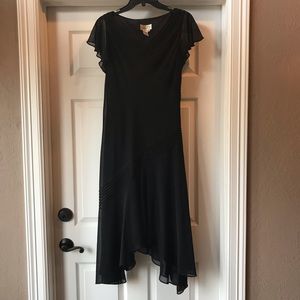 Black Beaded Flutter Sleeve Dress